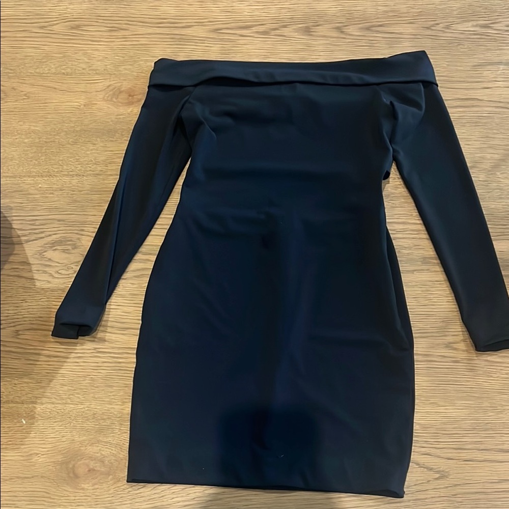 Elizabeth and James off the shoulder long sleeved cut out back dress!